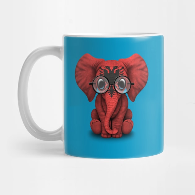 Baby Elephant with Glasses and Albanian Flag by jeffbartels